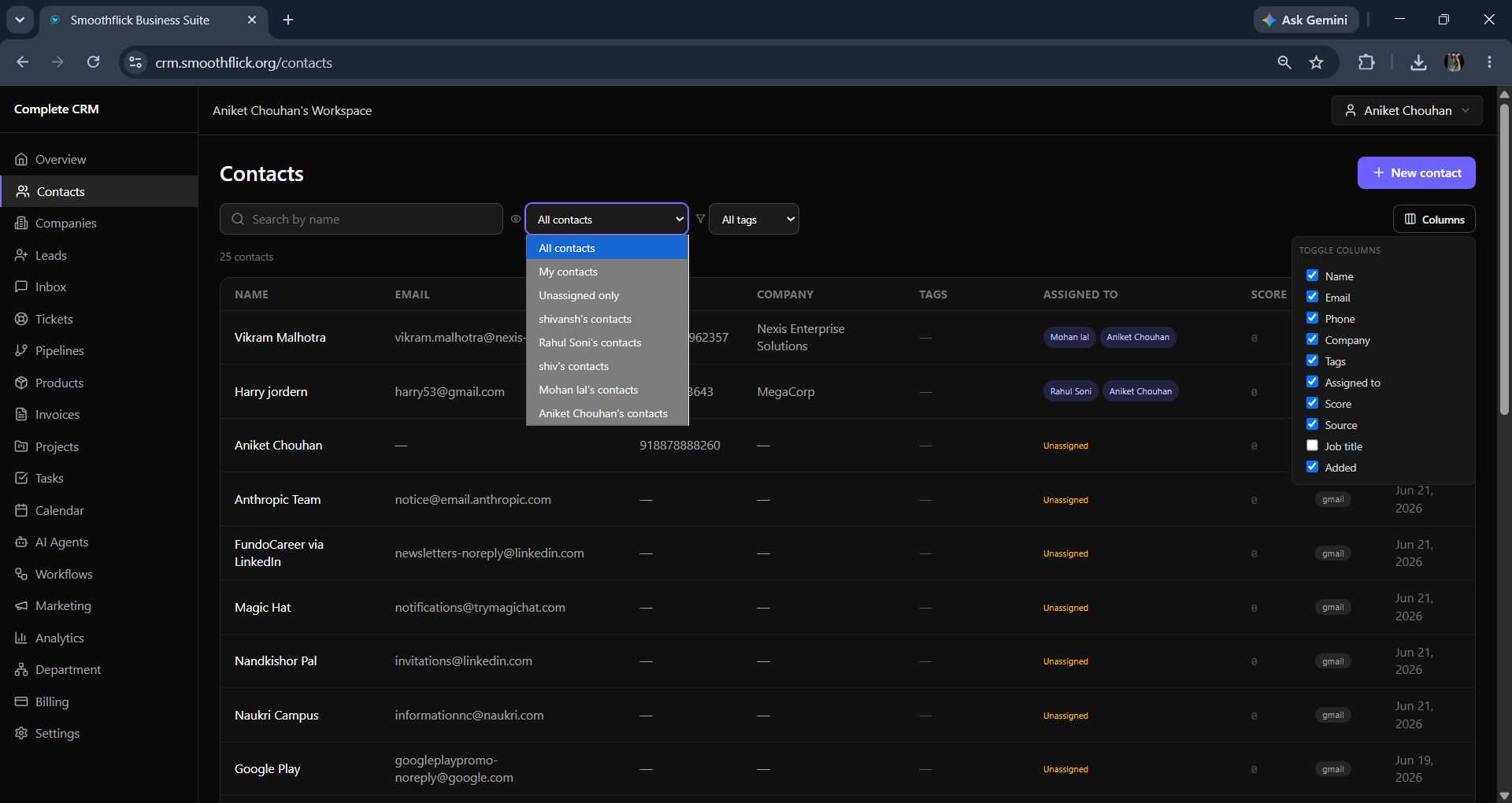 Contact profile detail